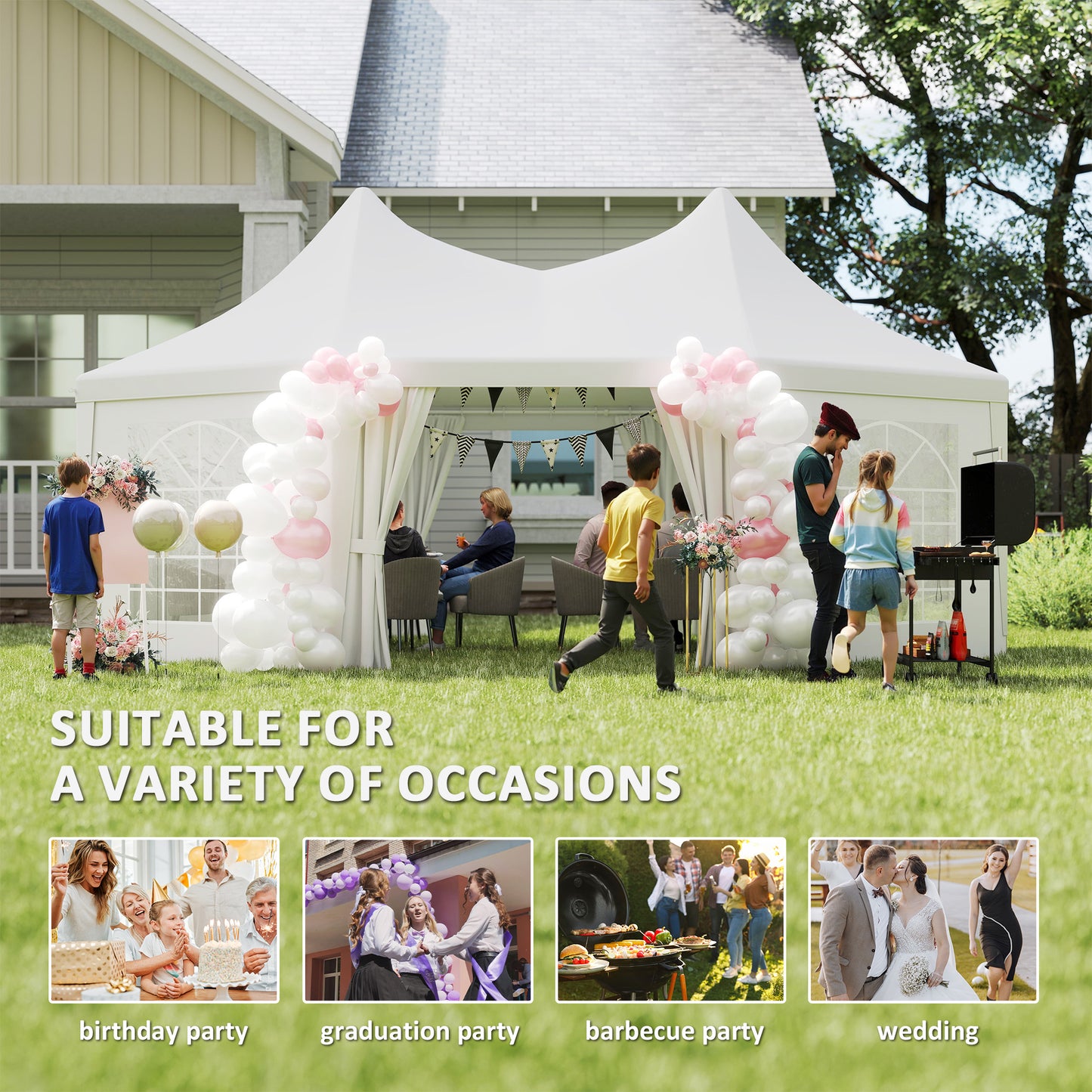 6.8 x 5m Garden Octagonal Gazebo Party Wedding Tent Heavy Duty Marquee