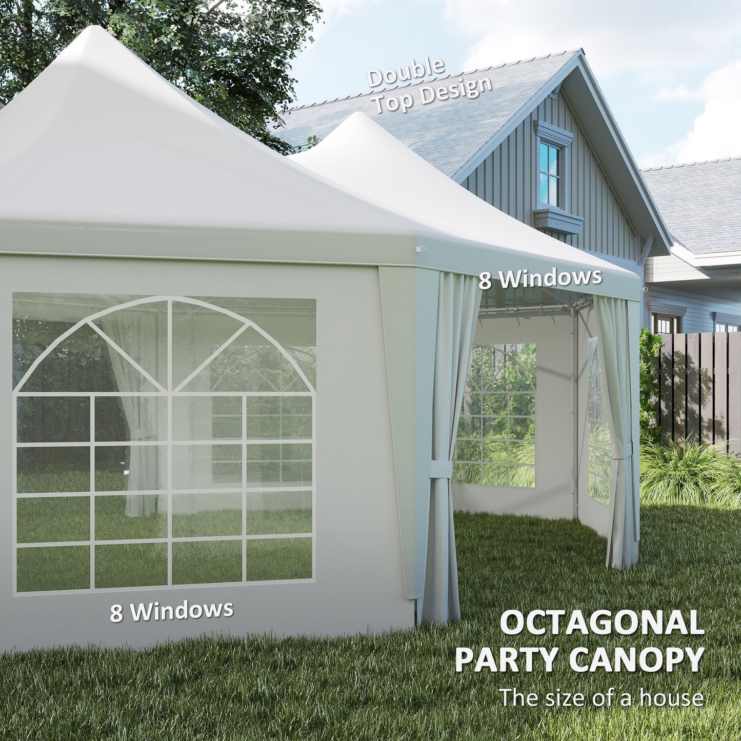 6.8 x 5m Garden Octagonal Gazebo Party Wedding Tent Heavy Duty Marquee