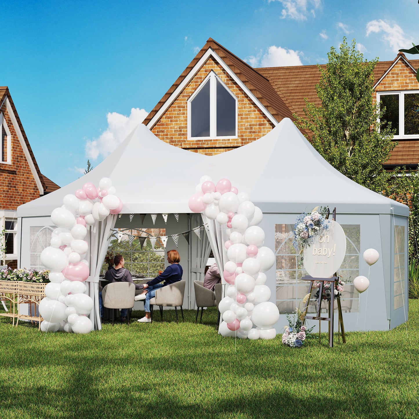 6.8 x 5m Garden Octagonal Gazebo Party Wedding Tent Heavy Duty Marquee