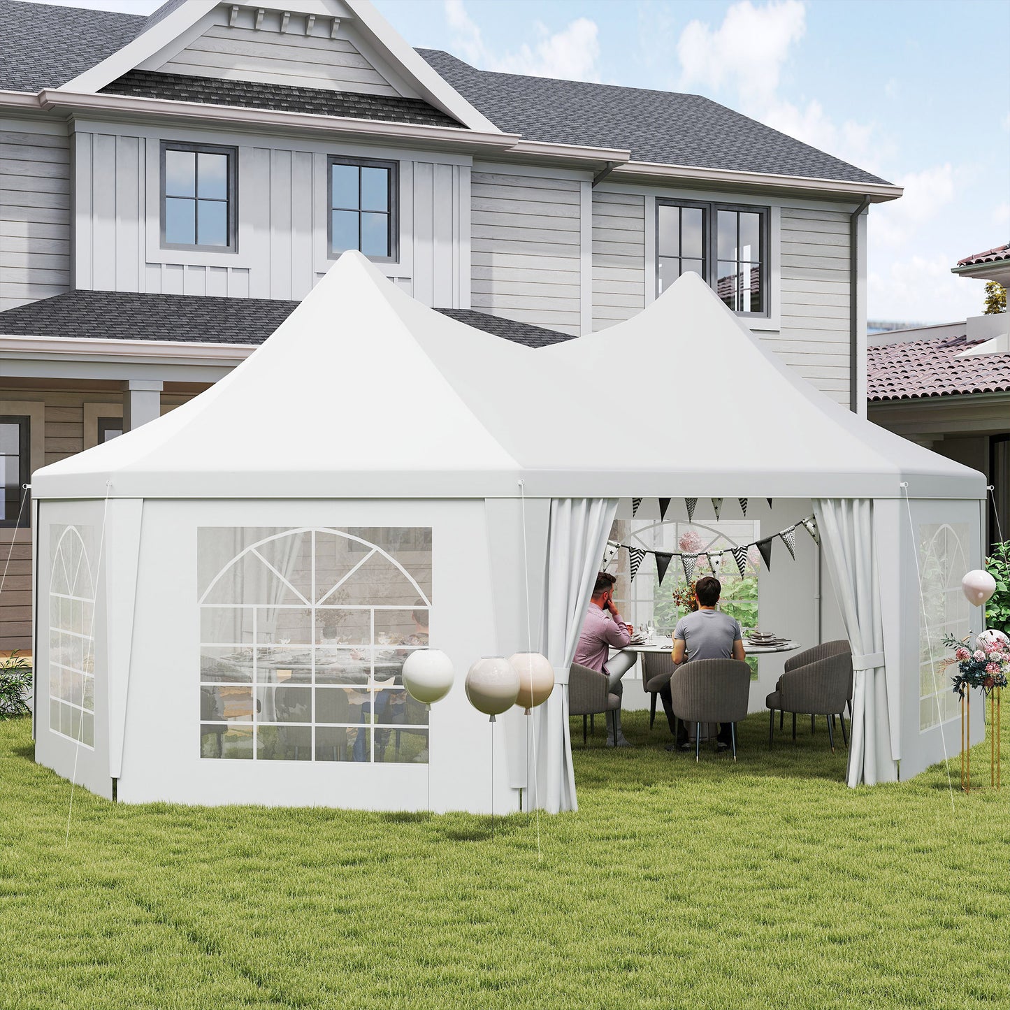 6.8 x 5m Garden Octagonal Gazebo Party Wedding Tent Heavy Duty Marquee
