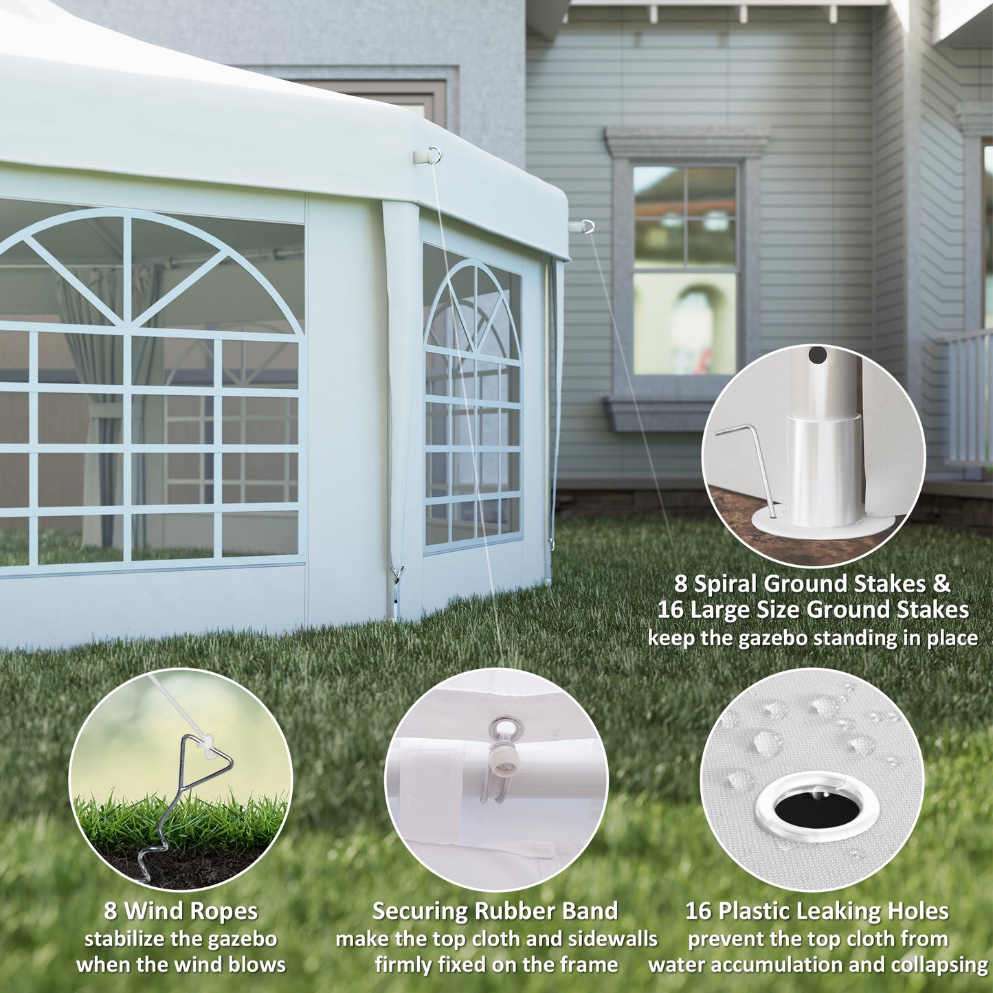 6.8 x 5m Garden Octagonal Gazebo Party Wedding Tent Heavy Duty Marquee
