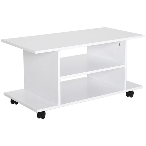 TV Stand W/ Shelves -White