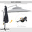 3(m) Cantilever Banana Parasol Hanging Umbrella with Double Roof, LED Solar lights, Crank, 8 Sturdy Ribs and Cross Base, Black