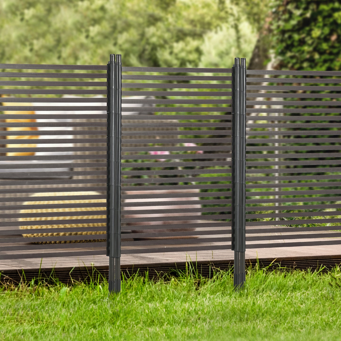 Garden Fence with 2 Standing Ways, Metal Animal Barrier Fence