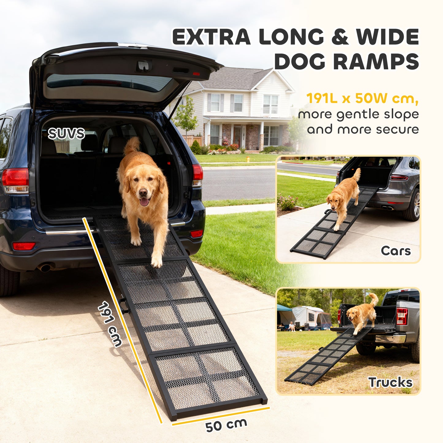 191 x 20cm Dog Ramp for Car, Pet Stairs for Large Dogs, for SUVs