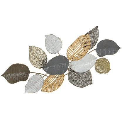 Modern Wall Art with Leaf Design, Metal Hanging Decoration