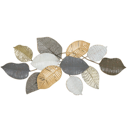 Modern Wall Art with Leaf Design, Metal Hanging Decoration