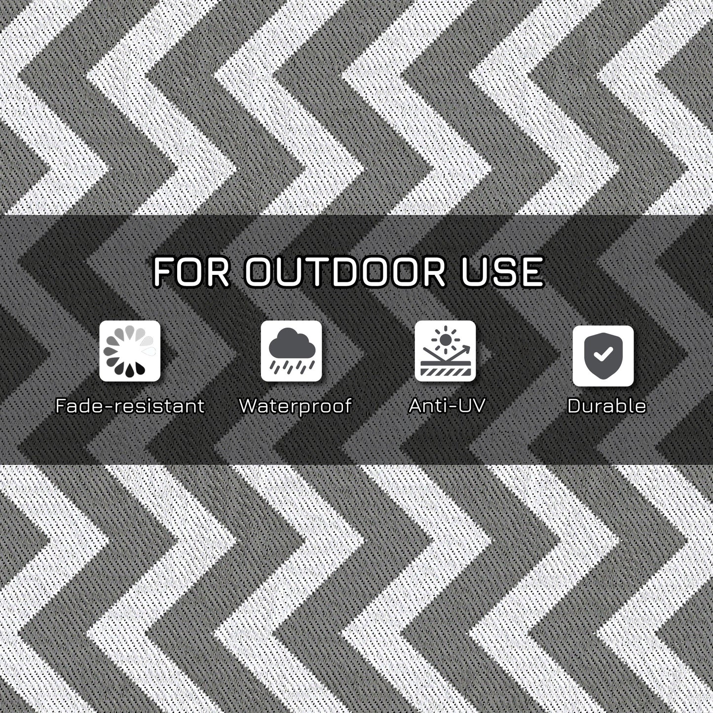 Outdoor Rug, 1.2 x 1.8m Patio Floor Mat, Grey & White