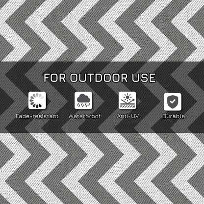 Outdoor Rug, 1.2 x 1.8m Patio Floor Mat, Grey & White
