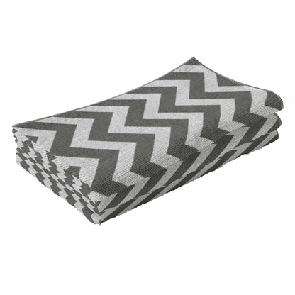 Outdoor Rug, 1.2 x 1.8m Patio Floor Mat, Grey & White