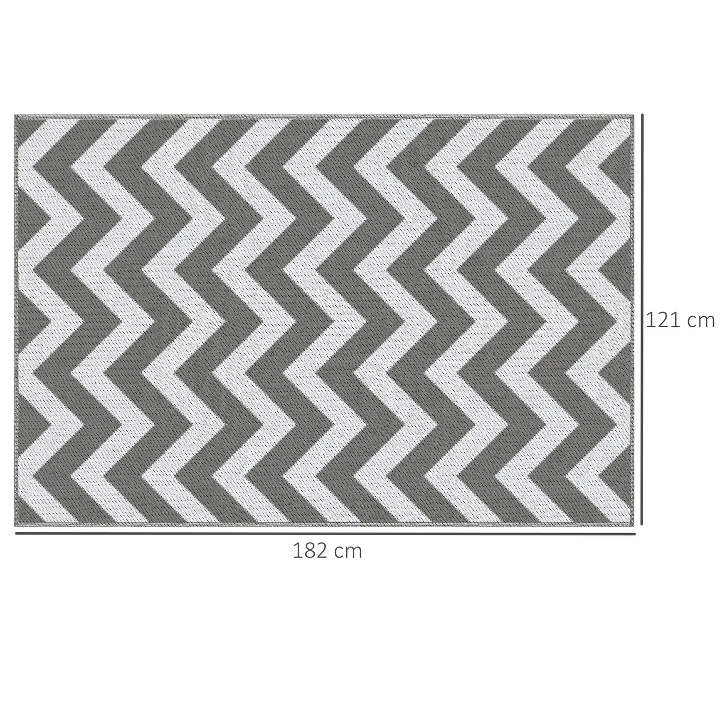 Outdoor Rug, 1.2 x 1.8m Patio Floor Mat, Grey & White