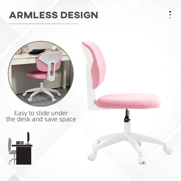 Fluffy Home Office Chair with Adjustable Height, Armless, Pink