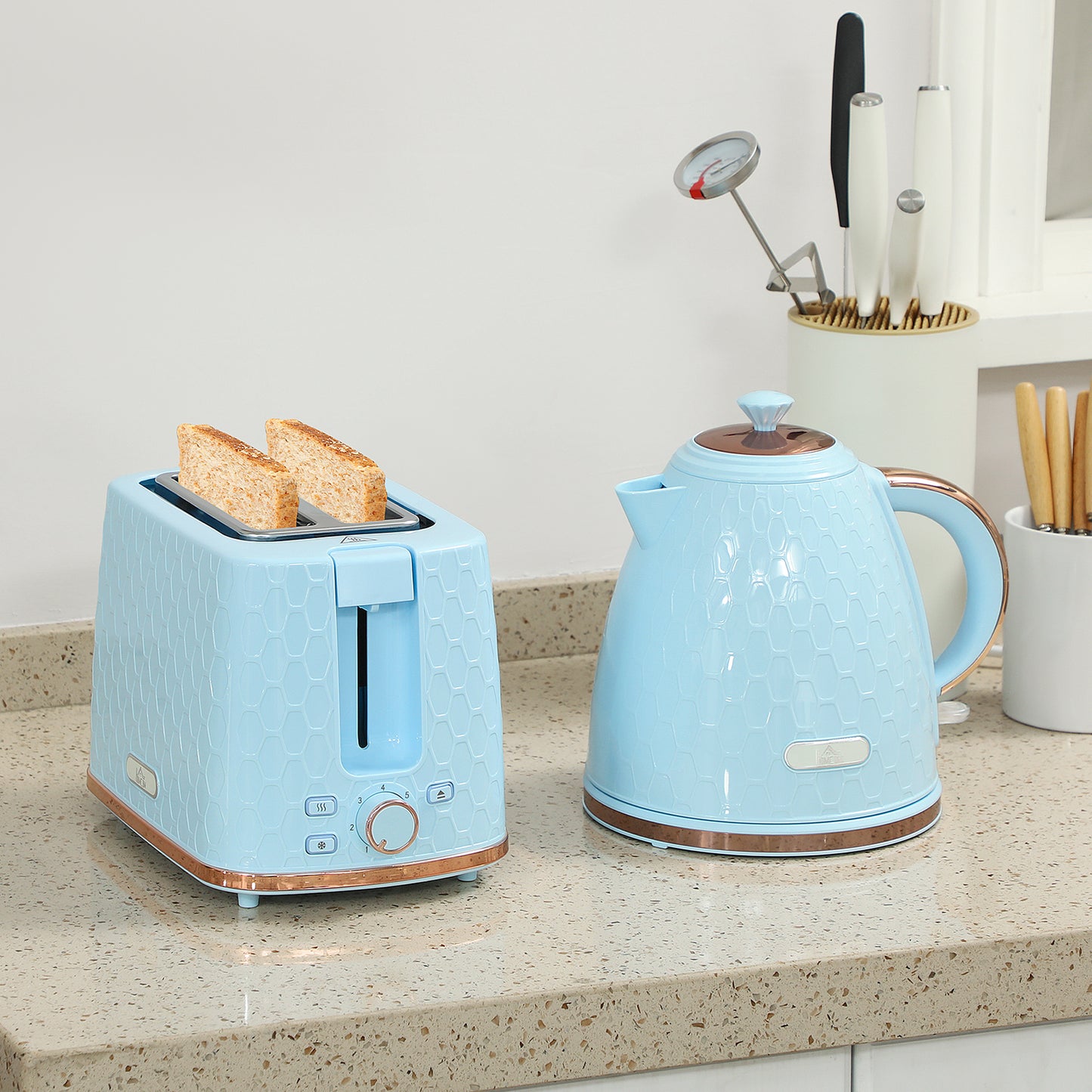 Kettle and Toaster Set 1.7L Kettle & 2 Slice Toaster Set, Light Blue