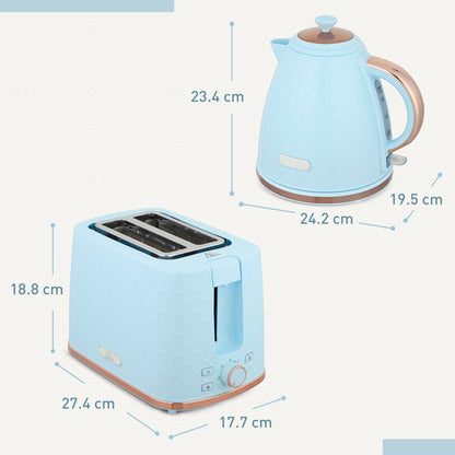 Kettle and Toaster Set 1.7L Kettle & 2 Slice Toaster Set, Light Blue