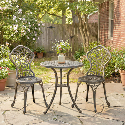 Aluminium Bistro Set Garden Coffee Table Chair Outdoor Dining Set