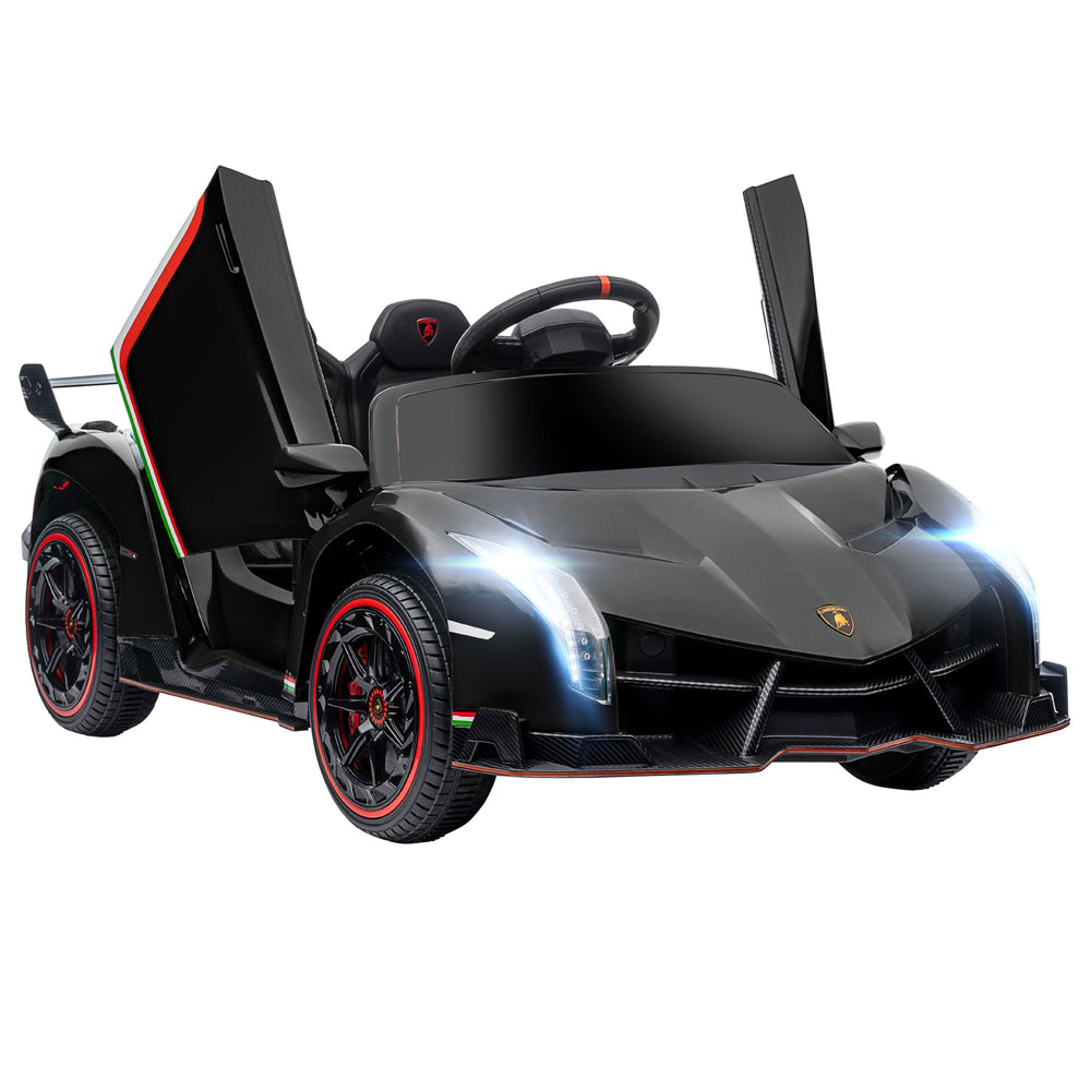 Lamborghini Veneno Licensed 12V Kids Electric Ride on Car w/ Portable Battery, Powered Electric Car w/ Bluetooth, Remote, for Aged 3-6, Black