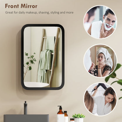 Bathroom Wall Cabinet with Mirror Black
