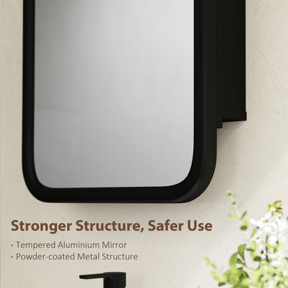 Bathroom Wall Cabinet with Mirror Black