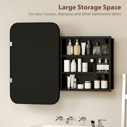 Bathroom Wall Cabinet with Mirror Black