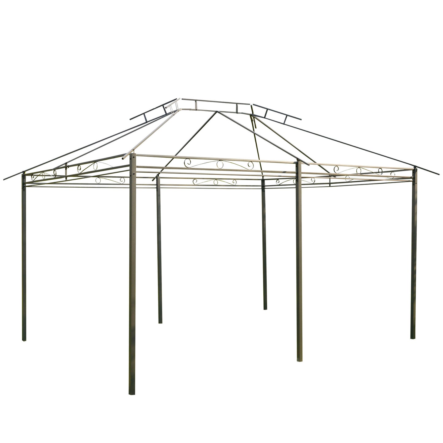 Outsunny 4m x 3(m) Steel Gazebo Canopy Party Tent Garden Pavillion Patio Shelter Pavilion with Curtains Sidewalls Grey