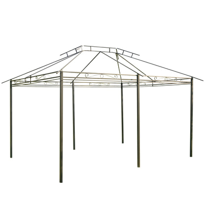 Outsunny 4m x 3(m) Steel Gazebo Canopy Party Tent Garden Pavillion Patio Shelter Pavilion with Curtains Sidewalls Grey