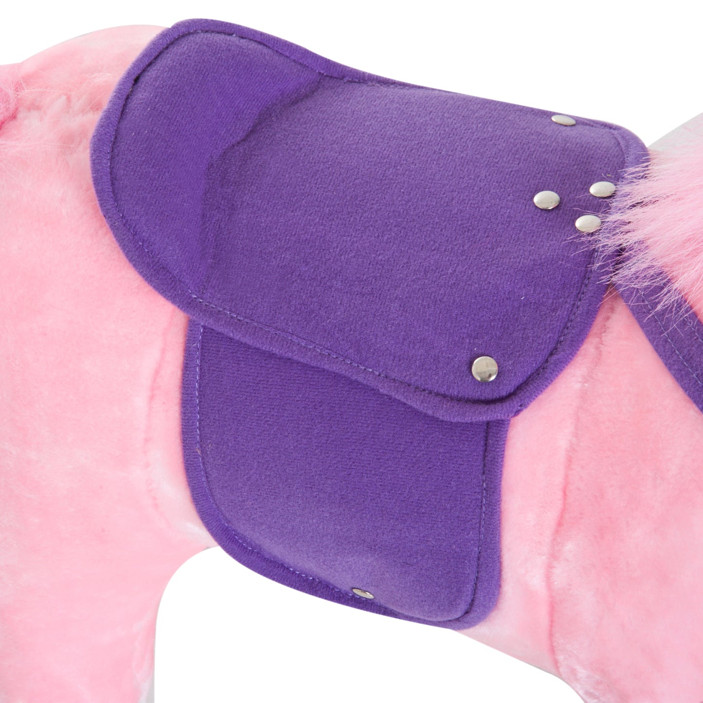 Wooden Action Pony Wheeled Walking Horse Riding Little Baby Plush Toy Wooden Style Ride on Animal Kids Gift w/Sound (Pink)