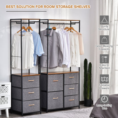Storage Coat Rack Hallway Bedroom Organiser Shelves w/ Hanger, 5 Drawer