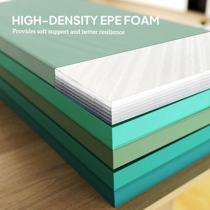 6FT Foldable Gymnastics Mat, 3.2 cm Thick Crash Mat with Carry Strap Handles for Home Training, Mixed Green