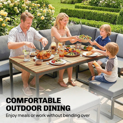 Patio Furniture Set Modular 6 Pieces Grey   Patio Furniture Set Modular Garden Sofa Set 6 Pieces with Dining Table for Outdoor Patio Grey