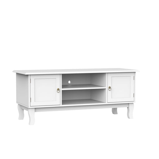 TV Stand Unit Corner Table, MDF-Ivory White