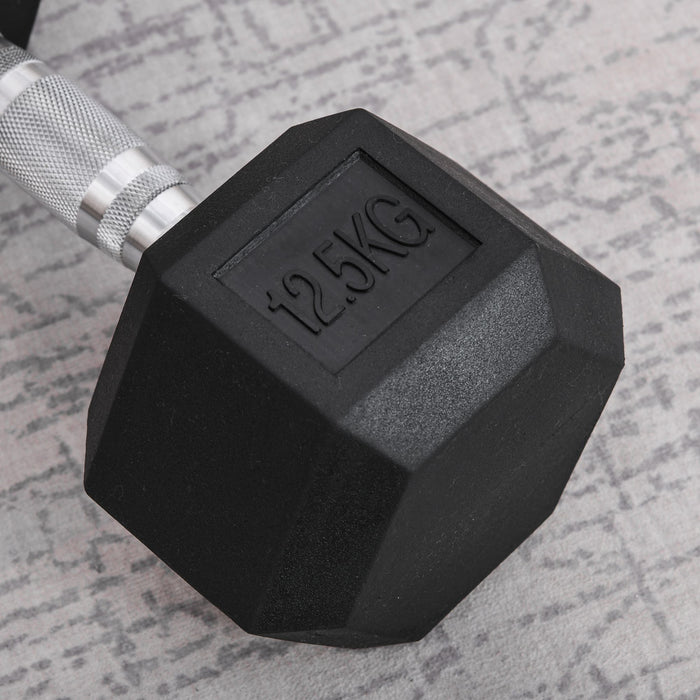 12.5KG Single Rubber Hex Dumbbell Portable Hand Weights Dumbbell Home Gym Workout Fitness Hand Dumbbell