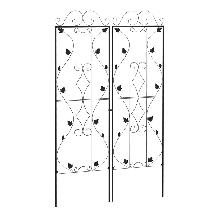 Metal Trellis Set of 2, Garden Trellis for Climbing Plants Support Frames, Leaf Design