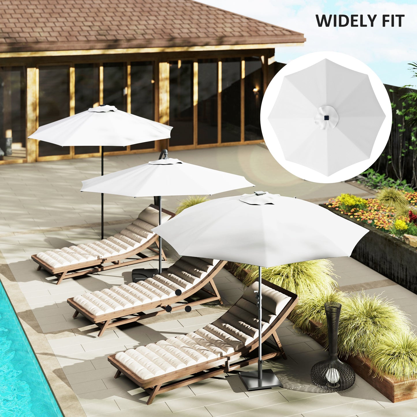 UPF 50+ Replacement Parasol Canopy Parasol Cover Replacement, Cream