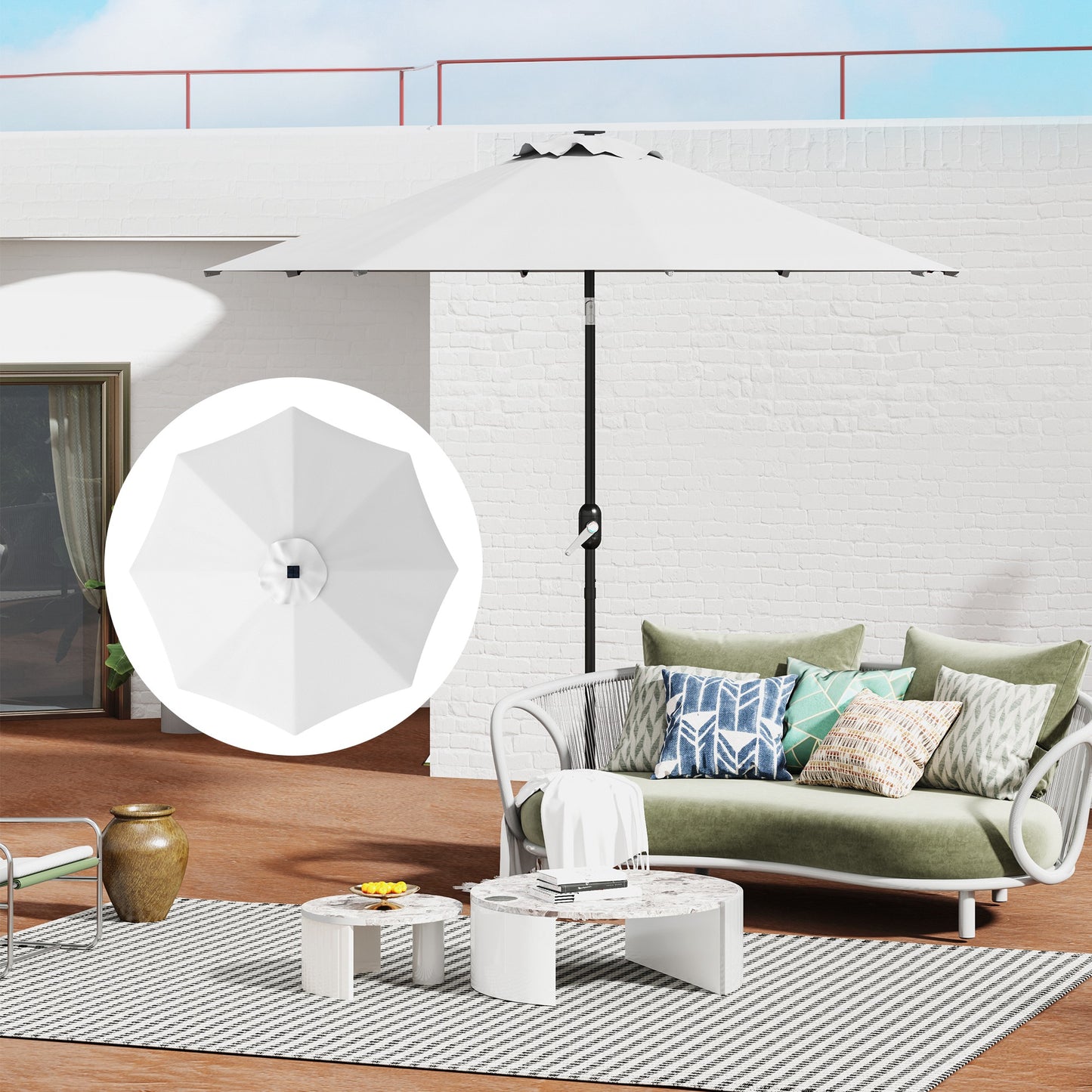 UPF 50+ Replacement Parasol Canopy Parasol Cover Replacement, Cream