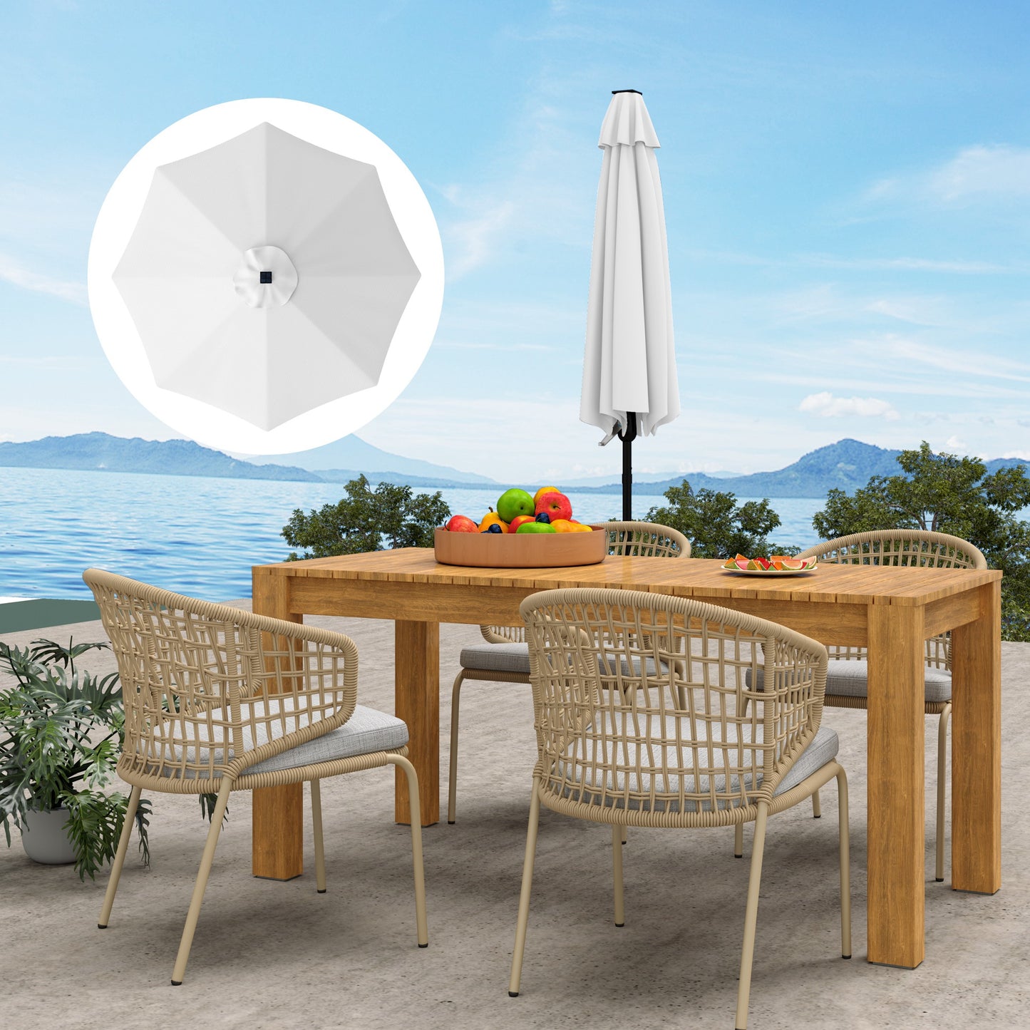 UPF 50+ Replacement Parasol Canopy Parasol Cover Replacement, Cream