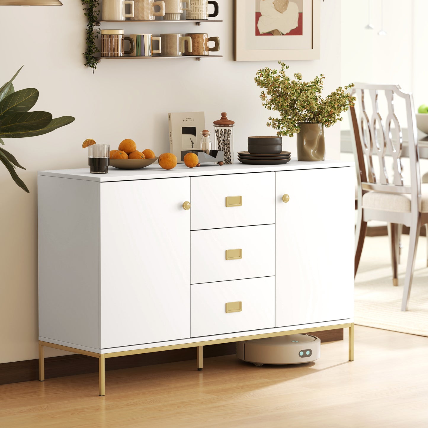 Modern Sideboard, Storage Cabinet, Accent Cupboard White