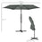 3m Cantilever Parasol with Easy Lever, Patio Umbrella with Crank Handle, Cross Base and 6 Metal Ribs, Outdoor Sun Shades for Garden, Grey