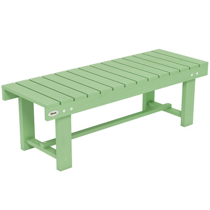 Wooden Garden Bench, 2 Seater Outdoor Bench, Fir Wood Backless Patio Loveseat with Slatted Seat for Park, 110 x 38 x 35 cm, 1 Piece, Light Green