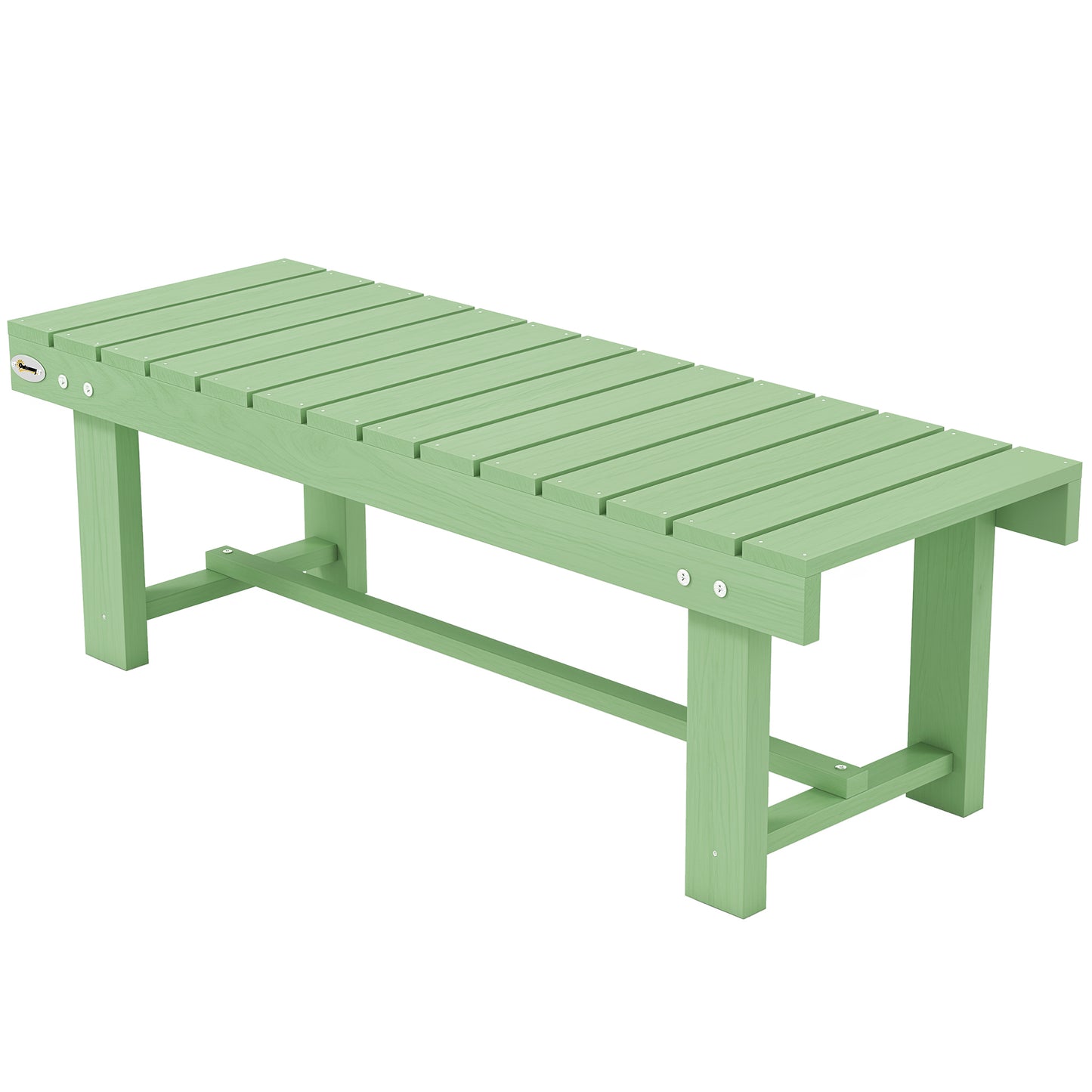Wooden Garden Bench, 2 Seater Outdoor Bench, Fir Wood Backless Patio Loveseat with Slatted Seat for Park, 110 x 38 x 35 cm, 1 Piece, Light Green