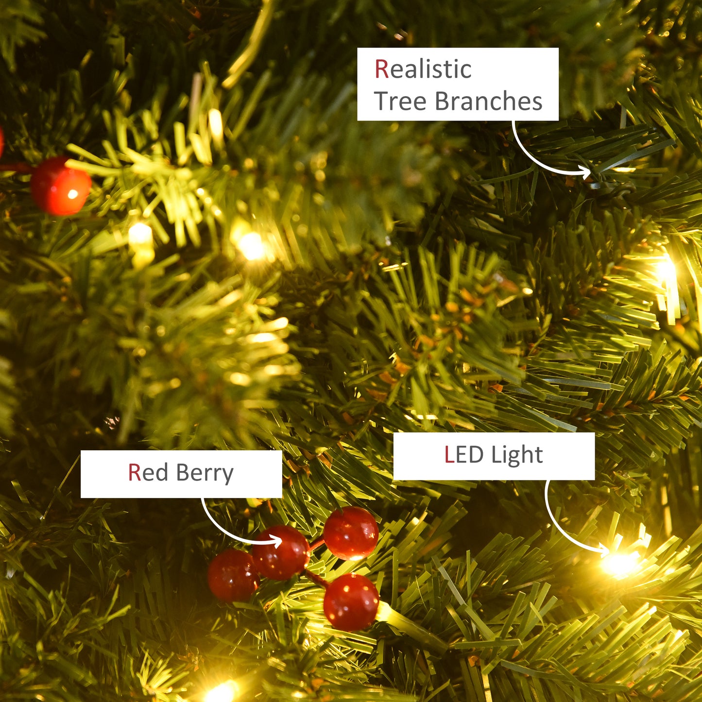 5FT Prelit Pencil Christmas Tree w/ LED Light, Berry, Xmas Decoration