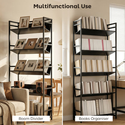 Bookshelf Anti-Slip Design 5-Tier Black