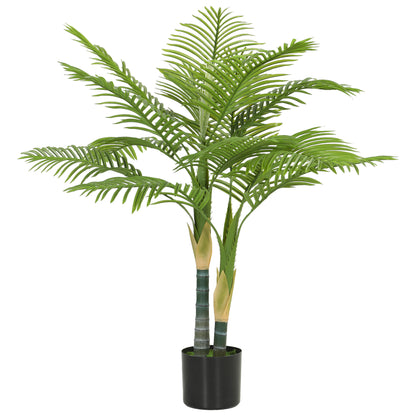 120cm Artificial Palm Tree with 14 PEVA Leaves in Pot, Decorative Artificial Plant with UV-resistant and Moss Effect, Fake Plant for Home Office Decor, Green
