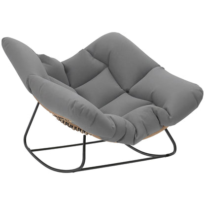 Indoor Outdoor Rocking Chair with Cushion, Grey