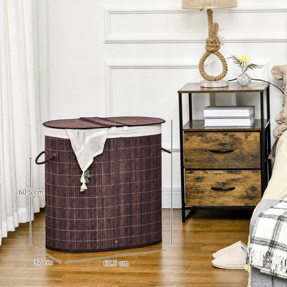 100L Bamboo Laundry Basket with Lid, Washing Basket, Brown