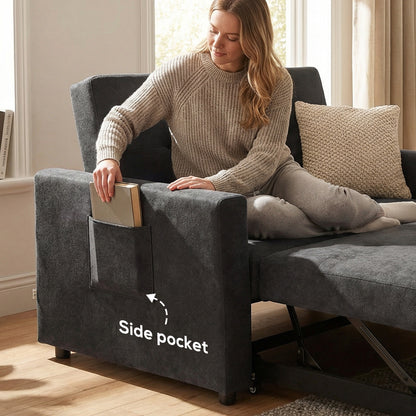 2 Seater Sofa Bed Convertible Bed Settee with Pillows, Black