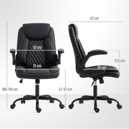 PU Leather Office Desk Chair with Thick Cushion, Black