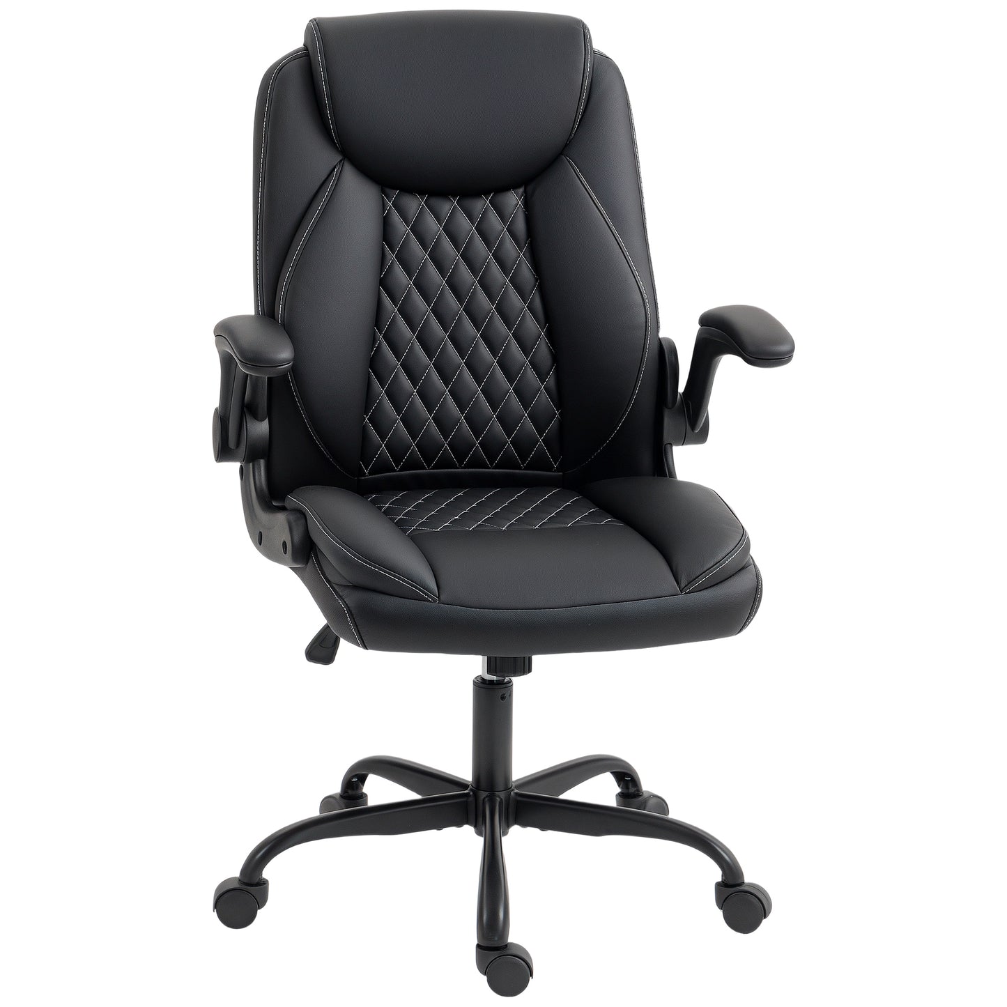 PU Leather Office Desk Chair with Thick Cushion, Black