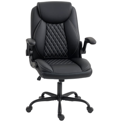 PU Leather Office Desk Chair with Thick Cushion, Black