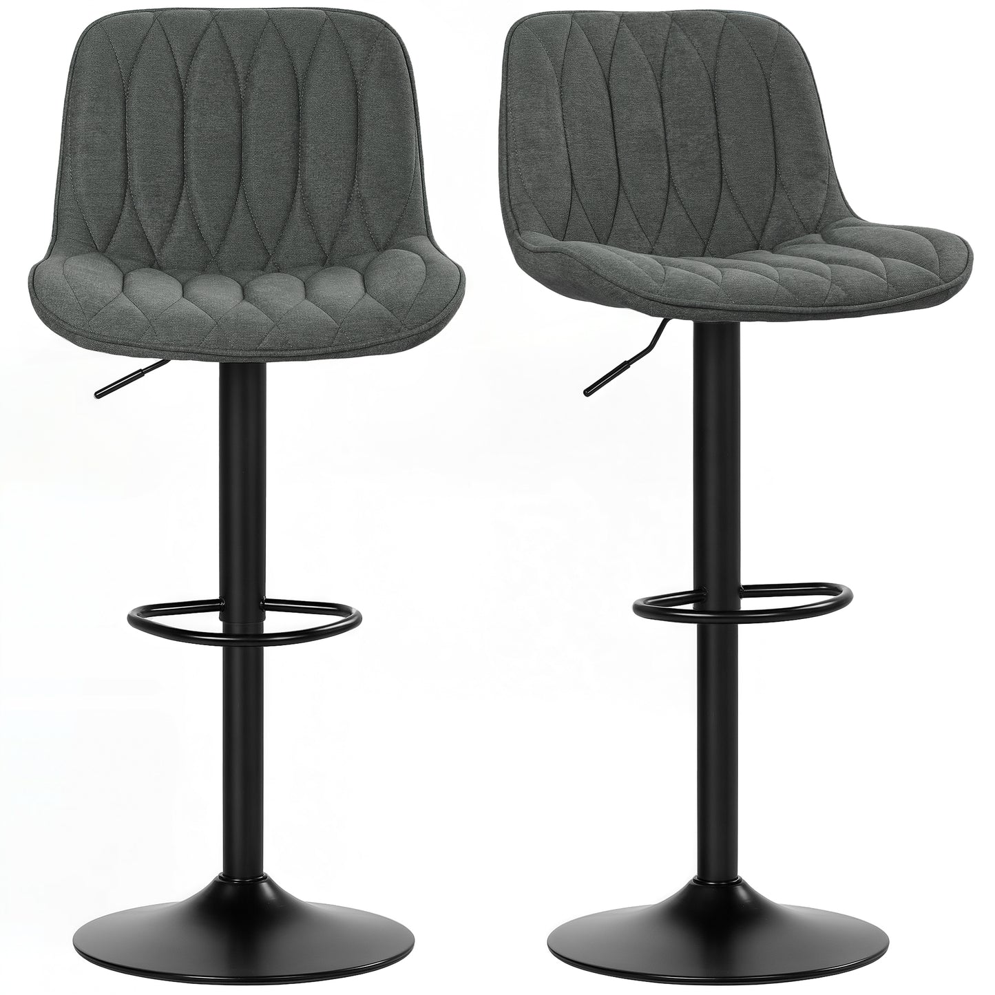 Bar Stools Set of 2, Modern Armless Bar Chairs, Charcoal Grey