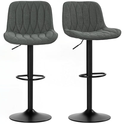 Bar Stools Set of 2, Modern Armless Bar Chairs, Charcoal Grey